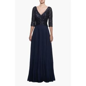 La Femme Gown Dress Chiffon & Sequin Embellished Formal Party Gala Classy Sz 14